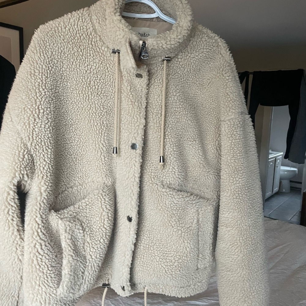 ba&sh Beige Teddy Jacket